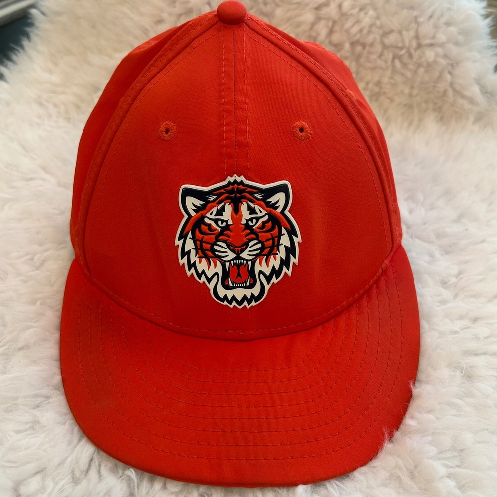 New Era 59FIFTY Tiger Patch Fitted Hat‎ MLB Baseball Cap Orange Size 7